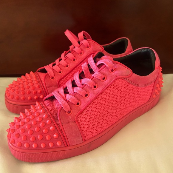 Christian Louboutin Hot Pink Spiked Sneakers size 42 - Picture 4 of 13